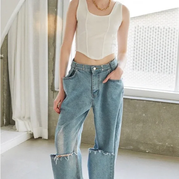 Storets Vera Slash Cut Out Jeans ( small / medium ) - Picture 2 of 8